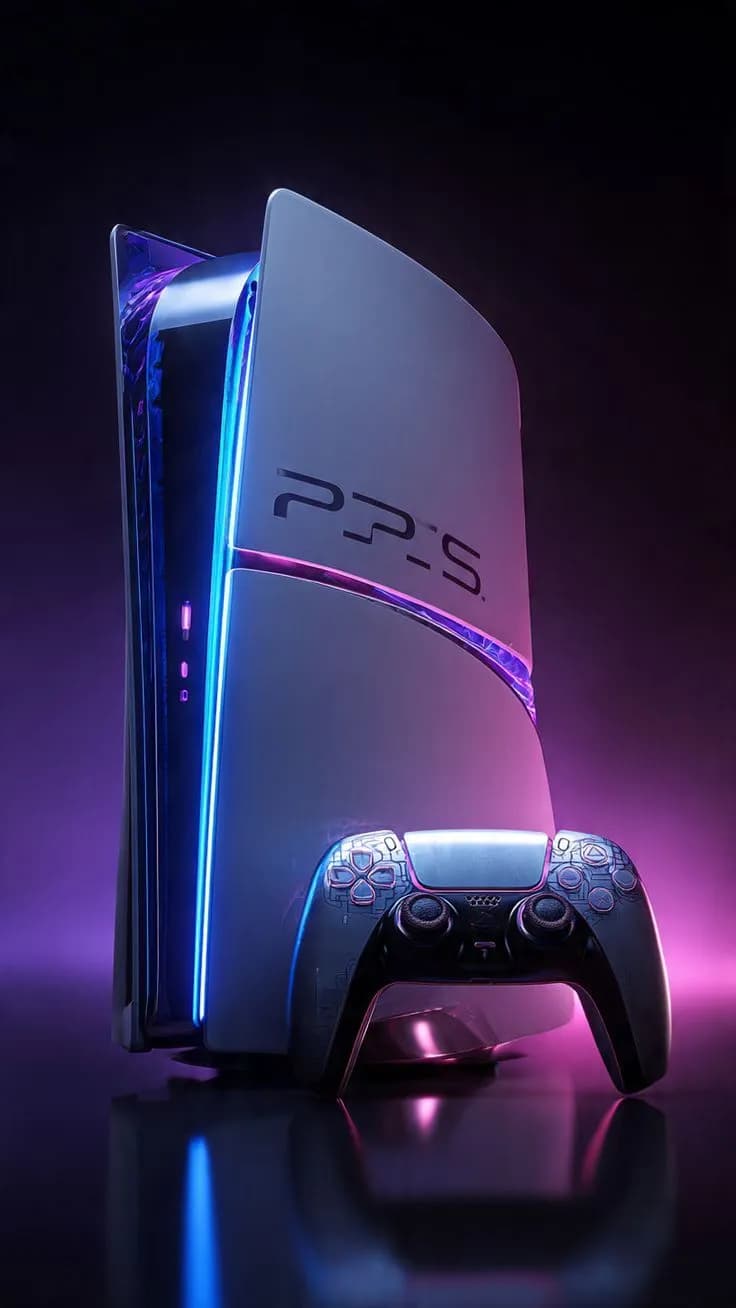 PS5 console and controller setup with 4K display